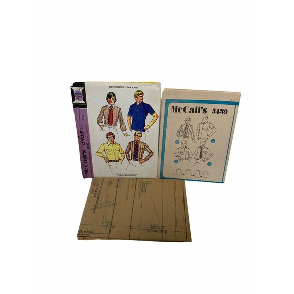 McCALL'S 3439 Vintage Sewing Pattern Men's Shirt Wardrobe Dress and Sport Sz 40 - Picture 4 of 5